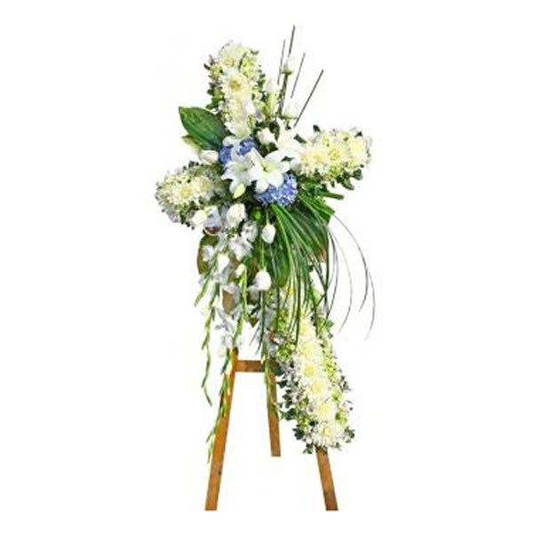 Cruz floral defuncion Pompones